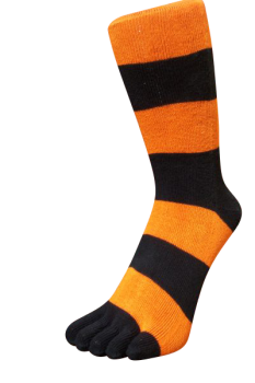 Zehensocken, Blockringel, Schwarz-Orange 35 - 41